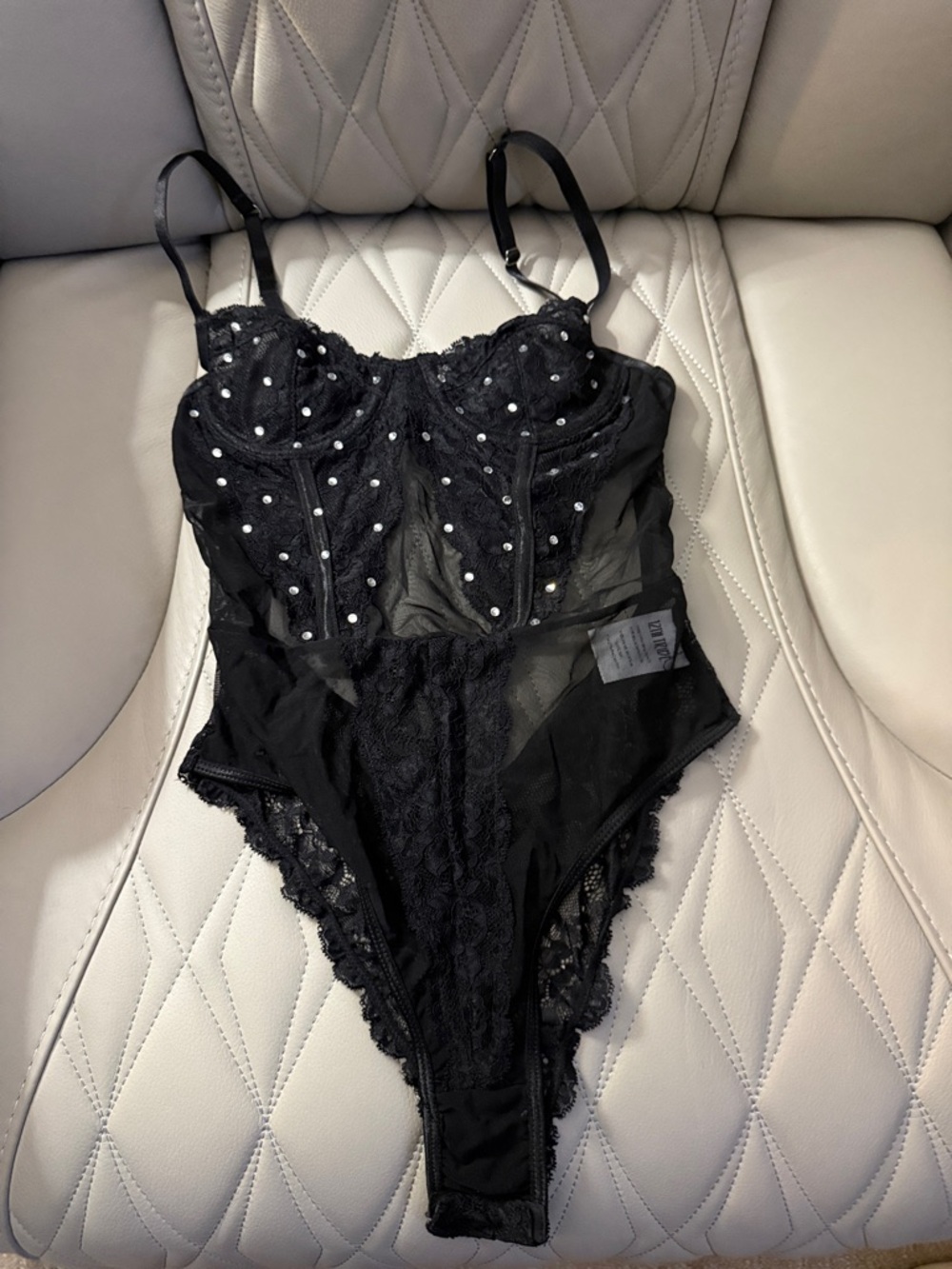 12th Tribe Black Lace Bodysuit Size Small